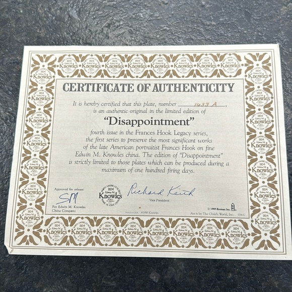 Edwin M. Knowles “Disappointment”Collectible Plate - Picture 3 of 5